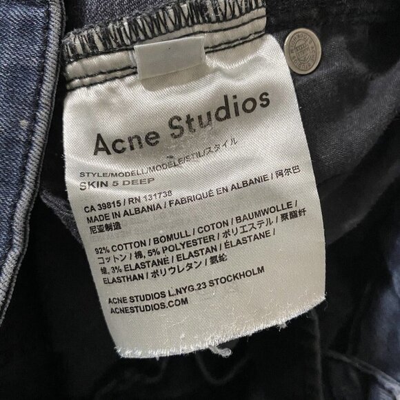 Women's ACNE STUDIOS Jeans Denim Pants Trousers Skinny Blue Skin 5 Deep 24/32 - Picture 5 of 9